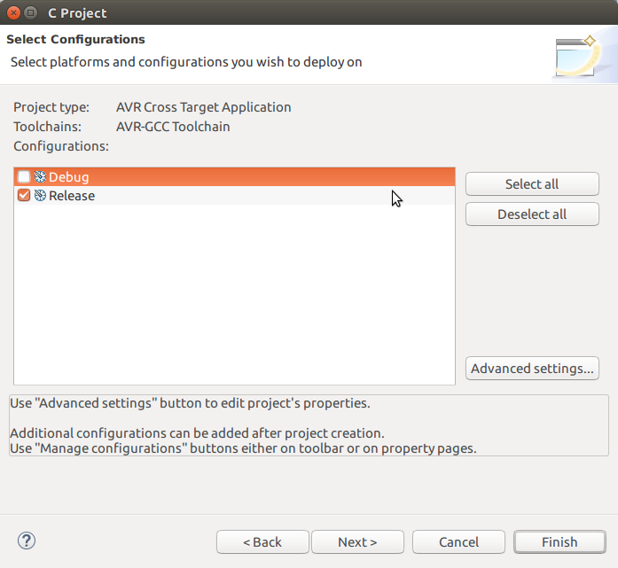 Select project build configurations