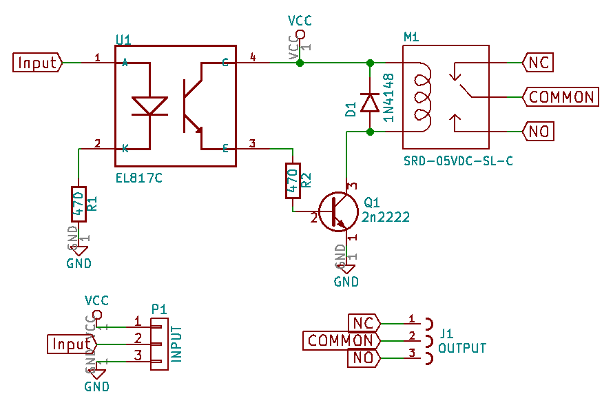 One channel relay module schematic